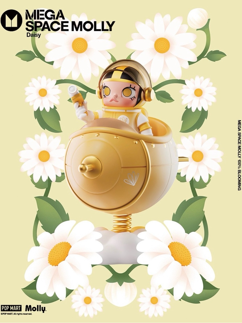 Authentic Pop Mart Mega Space Molly 100% Blooming Series - Daisy (Italy)